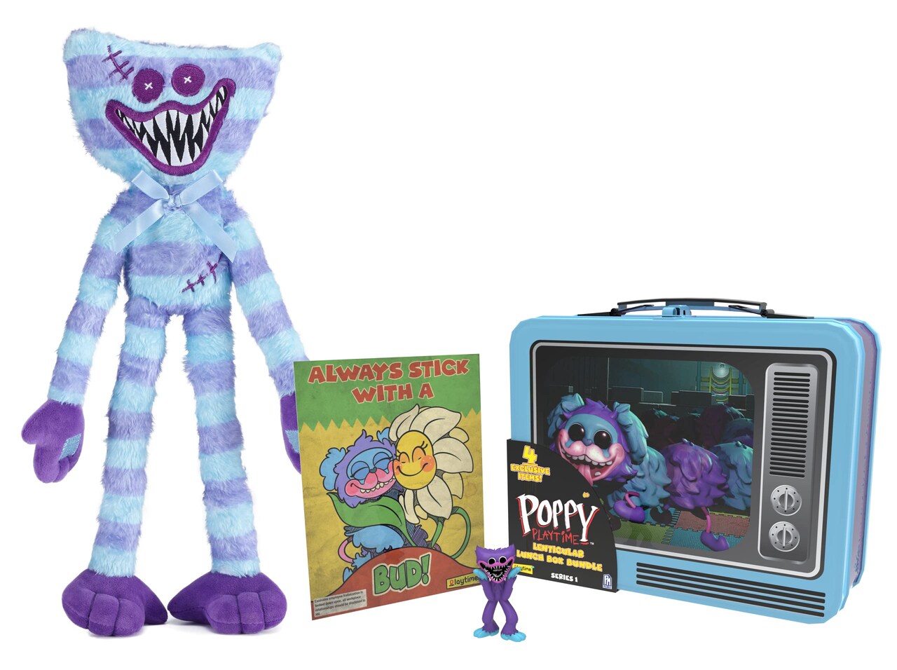  UCC Distributing Poppy Playtime Huggy Wuggy & Friends PJ  Pug-a-Piller Exclusive Lenticular Lunch Box Collectors Bundle - Includes 4  Exclusive Items –Plush, Figure, Mini Poster and Tin Lunch Box: Home 